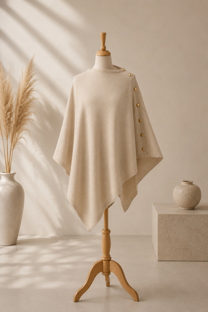 Poncho Femme Cachemire Tricoté – Manches Chauve-Souris Coupe Ample Hiver