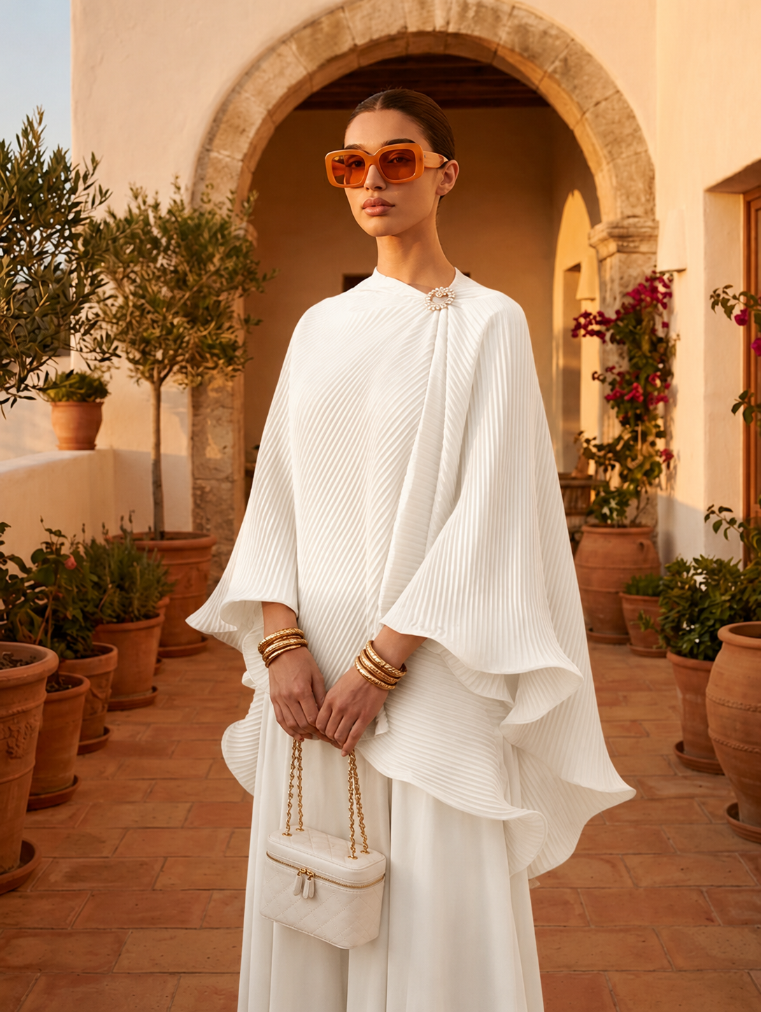 Cape Manteau Femme Vintage Plissée – Cape de Soirée Élégante Asymétrique