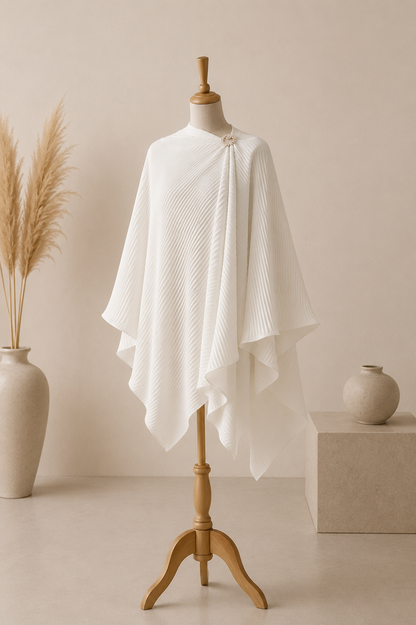 Cape Manteau Femme Vintage Plissée – Cape de Soirée Élégante Asymétrique