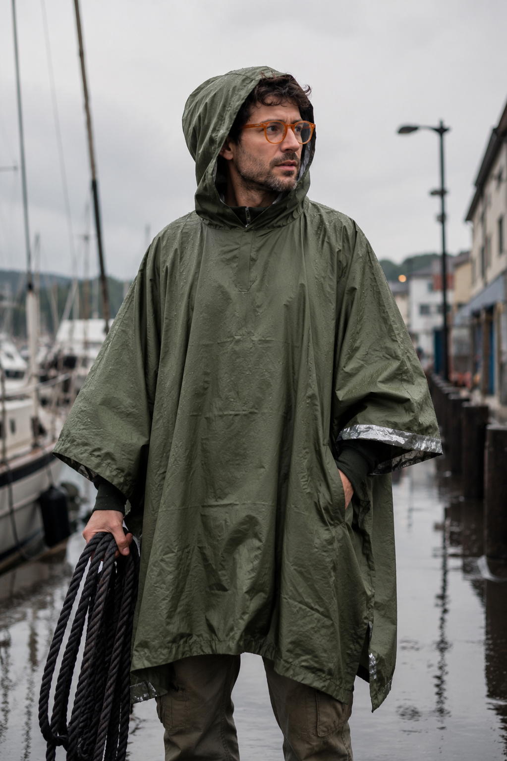 Poncho d'Urgence Haute Visibilité – Imperméable Réfléchissant Coupe-Vent Route