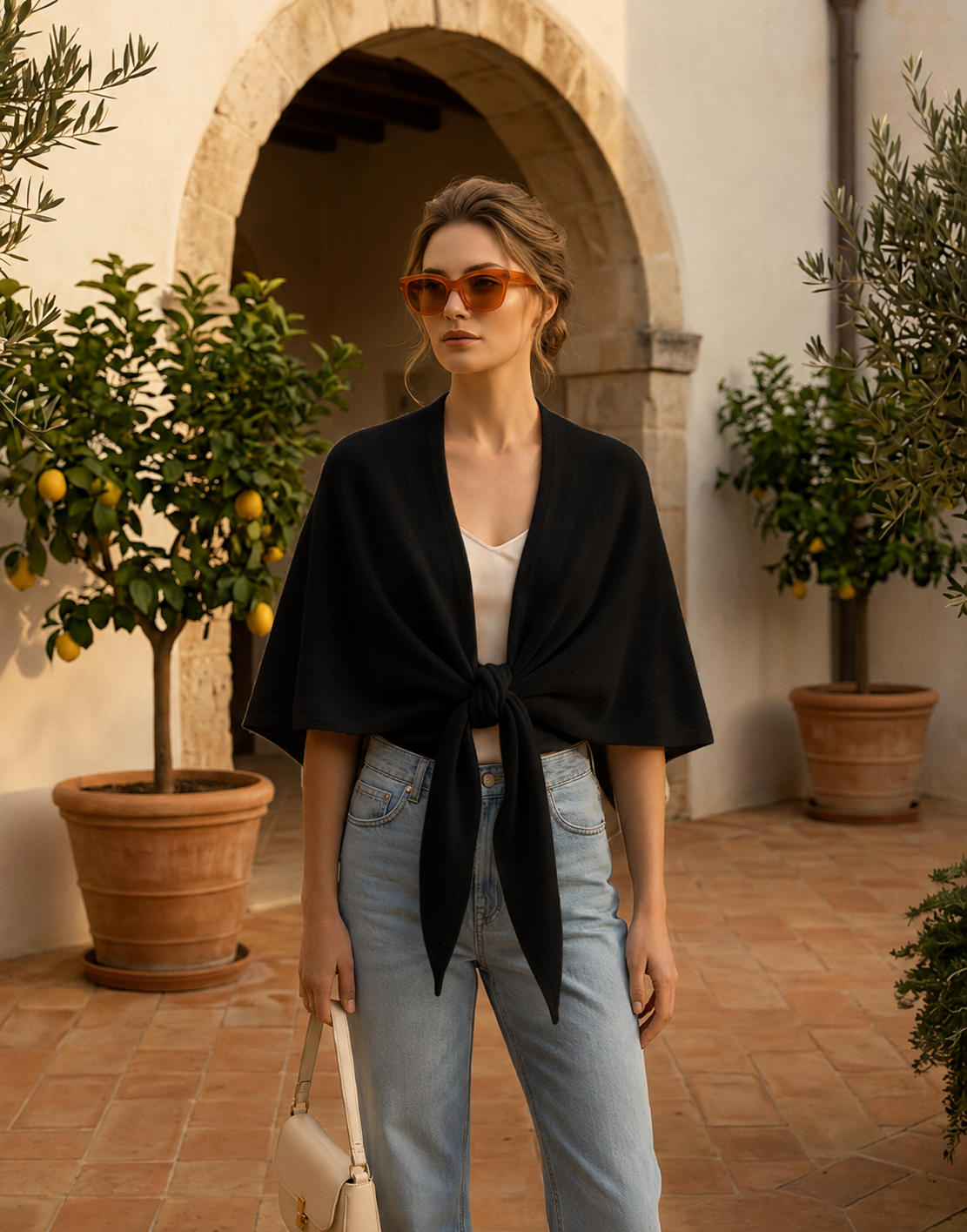 Cape Triangulaire Femme en Faux Cachemire – Châle Poncho Doux Uni Élégant