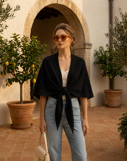 Cape Triangulaire Femme en Faux Cachemire – Châle Poncho Doux Uni Élégant