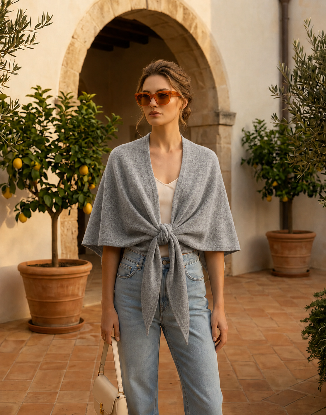 Cape Triangulaire Femme en Faux Cachemire – Châle Poncho Doux Uni Élégant