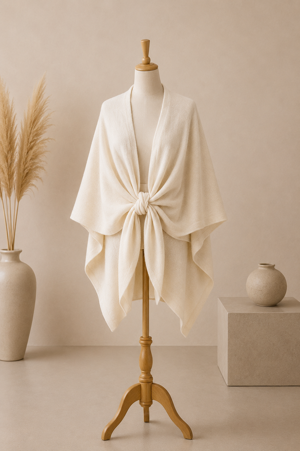 Cape Triangulaire Femme en Faux Cachemire – Châle Poncho Doux Uni Élégant