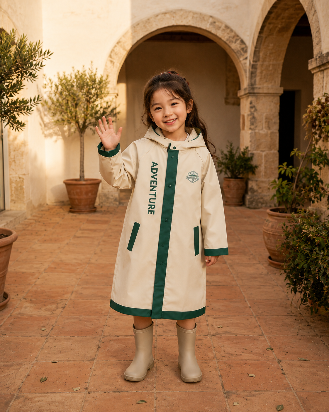 Poncho de Pluie Enfant Scolaire à Capuche – Imperméable Couvre-Cartable