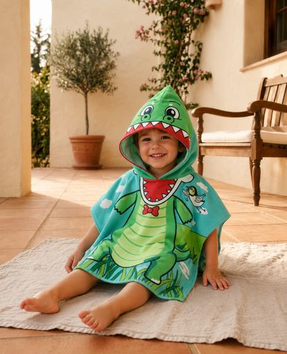 Poncho Serviette Bébé Animalier à Capuche – Douce Absorbante Bain & Plage