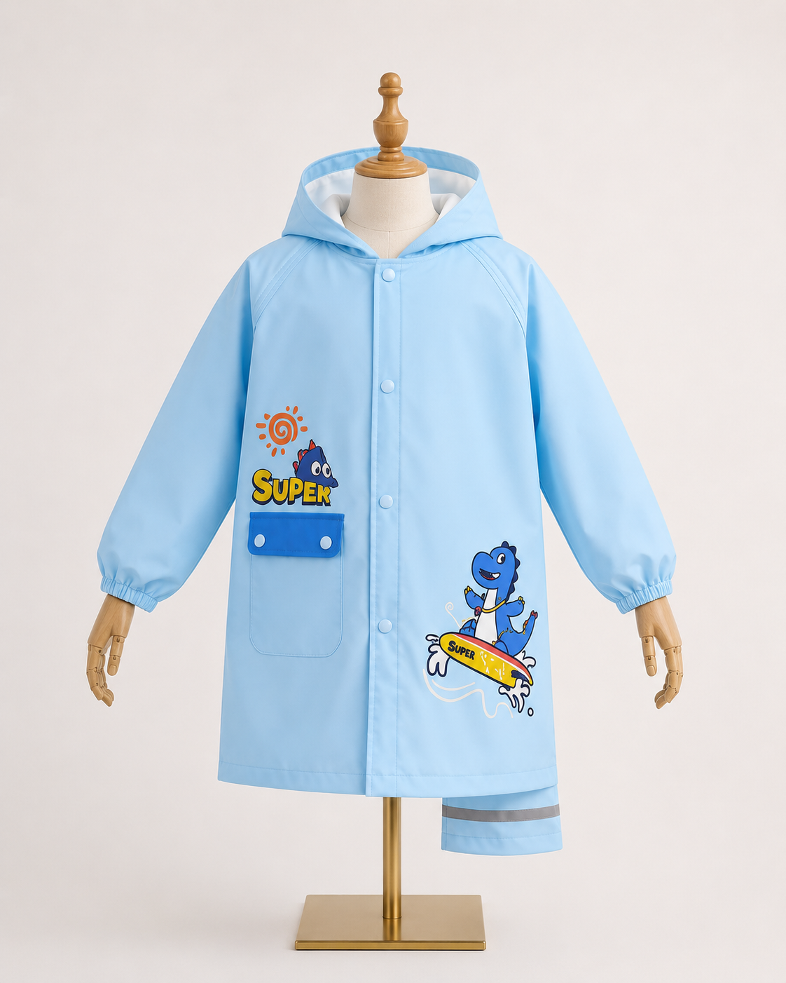 Poncho de Pluie Enfant Dinosaure à Capuche – Imperméable Couvre-Sac École