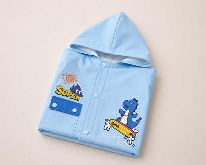 Poncho de Pluie Enfant Dinosaure à Capuche – Imperméable Couvre-Sac École