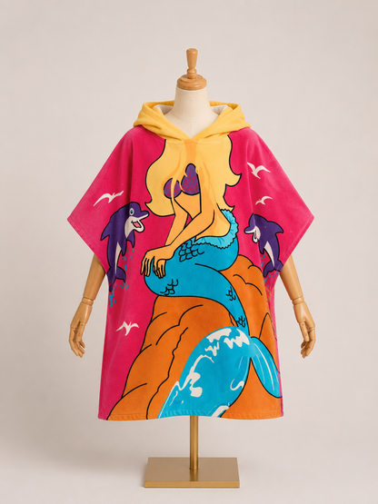 Poncho Serviette Enfant de Bain à Capuche – Microfibre Absorbante Plage & Piscine