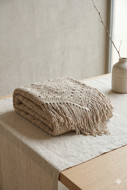 Poncho Femme Tricoté Ajouré à Pompons – Cape à Capuche Bohème Mi-Saison