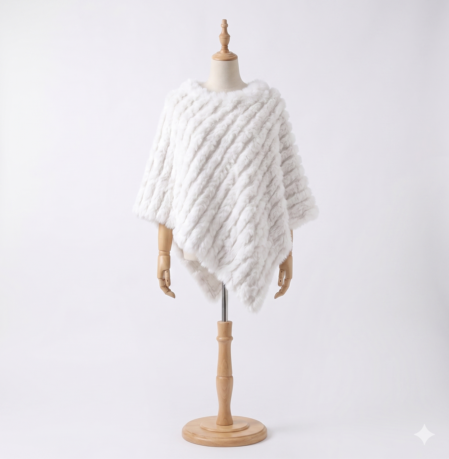 Poncho Femme en Fausse Fourrure de Lapin – Cape Longue Chaude Hiver