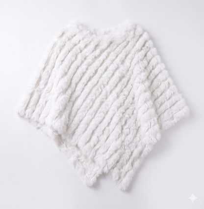 Poncho Femme en Fausse Fourrure de Lapin – Cape Longue Chaude Hiver
