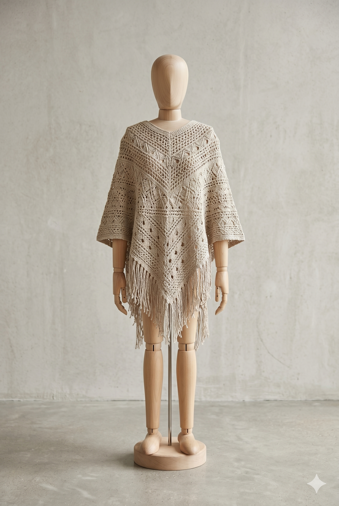 Poncho Femme Tricoté Ajouré à Pompons – Cape à Capuche Bohème Mi-Saison