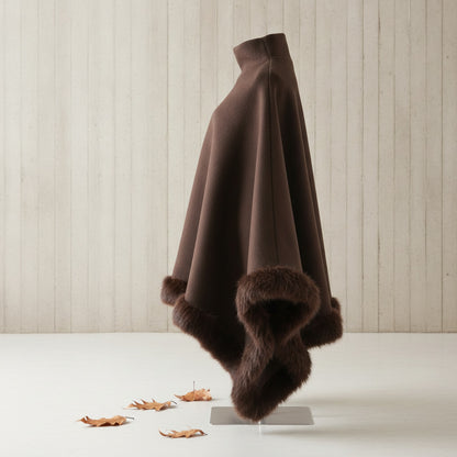Nouvelle Collection Automne Hiver 2026 : Manteaux Cape Chic pour Femme avec Empiècements en Fausse Fourrure, Veste Poncho Décontractée Style Streetwear, Nouveaux Vêtements d'Extérieur
