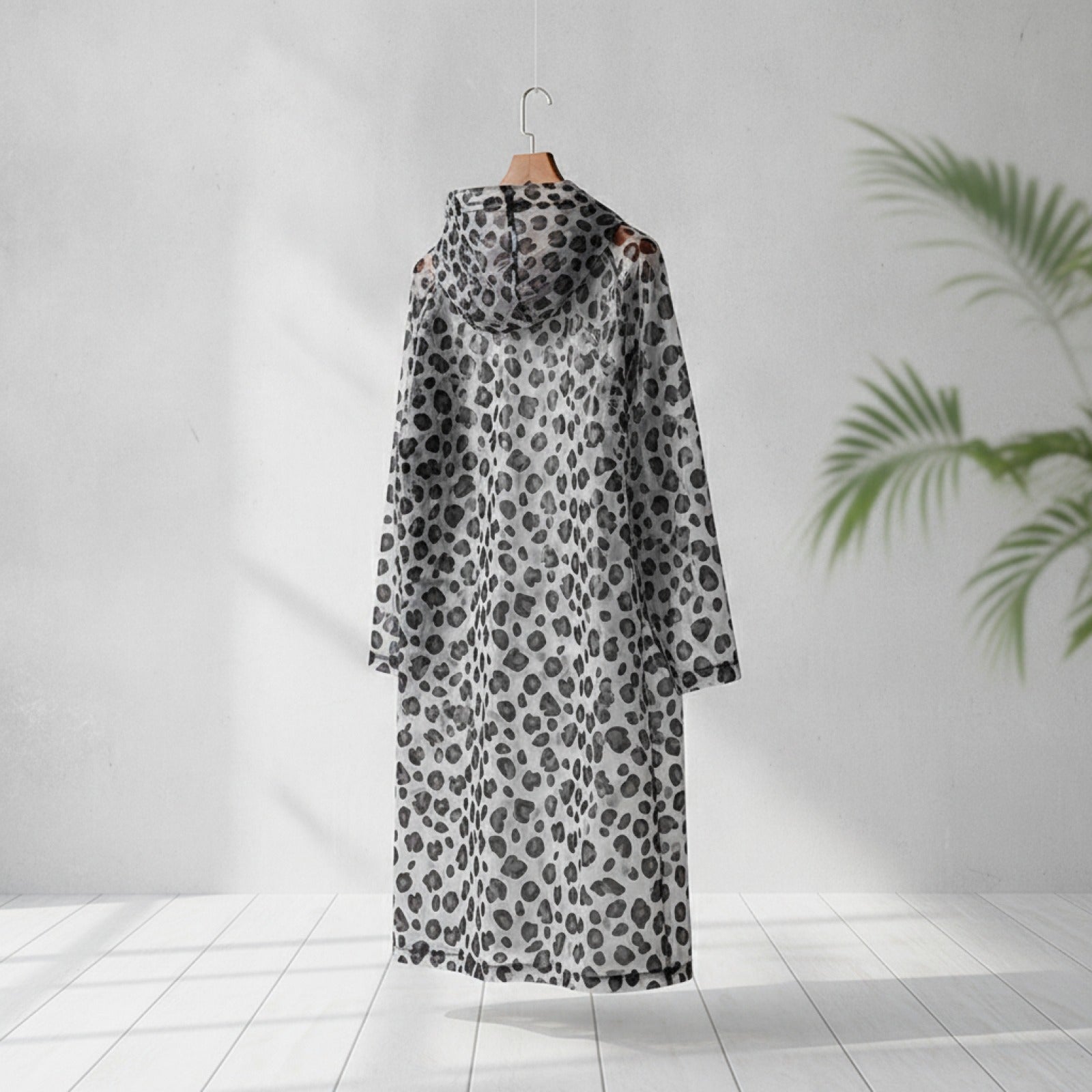 Poncho de pluie léopard tendance en EVA - Léger, pliable, coupe-vent, imperméable intégral toutes saisons avec capuche