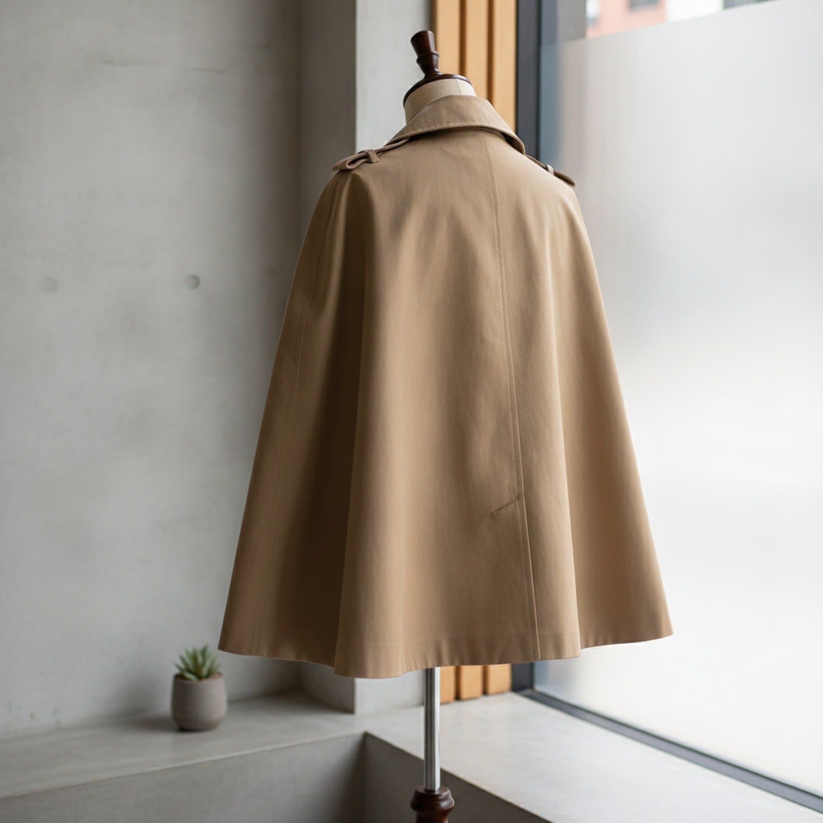 Manteau poncho trench pour femme à col cape, double boutonnage, revers court, manches courtes, coupe ample, style streetwear décontracté