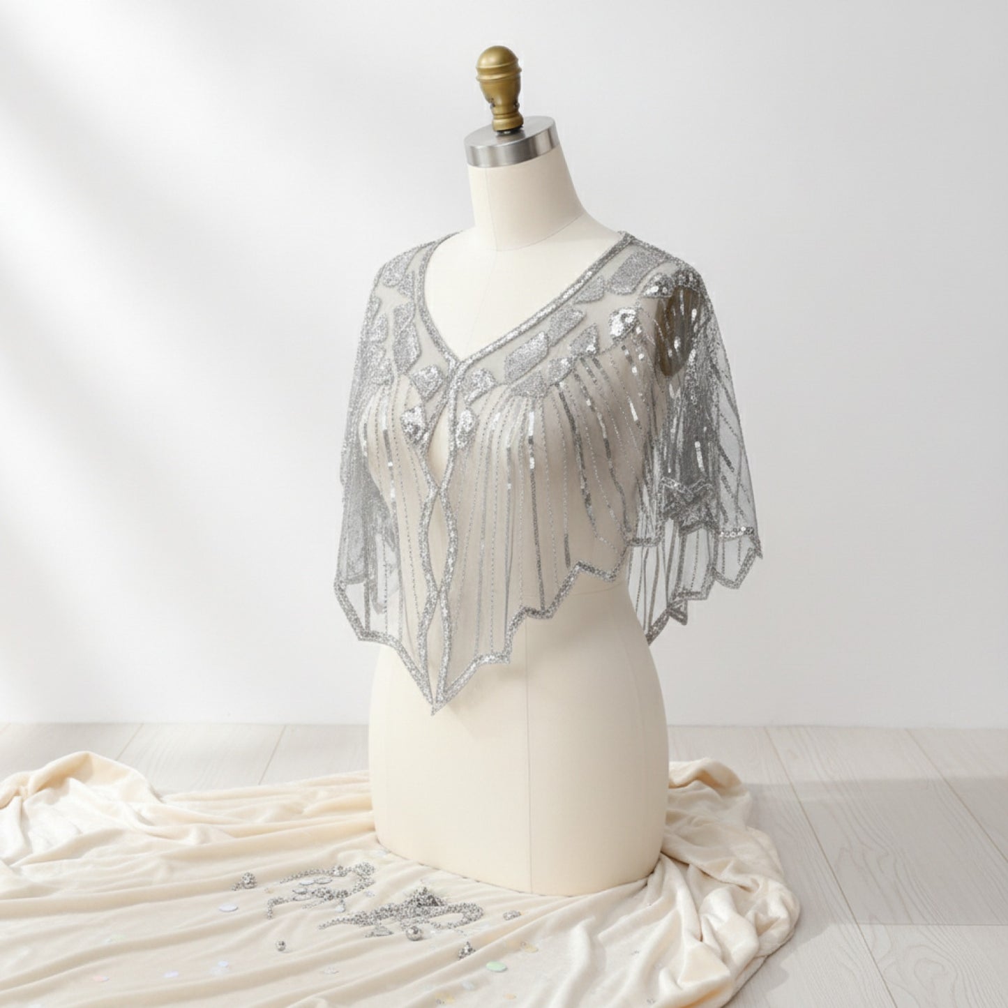 Châle à clapet à paillettes perlées rétro des années 1920, décoration ample, vêtements d'extérieur, Cape courte, soirée, Cape pour dames, PST02 #