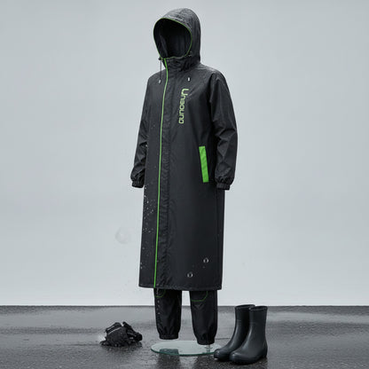 Combinaison de pluie ultralégère et résistante unisexe, poncho long à capuche, imperméable une pièce avec pantalon pour la moto et le vélo