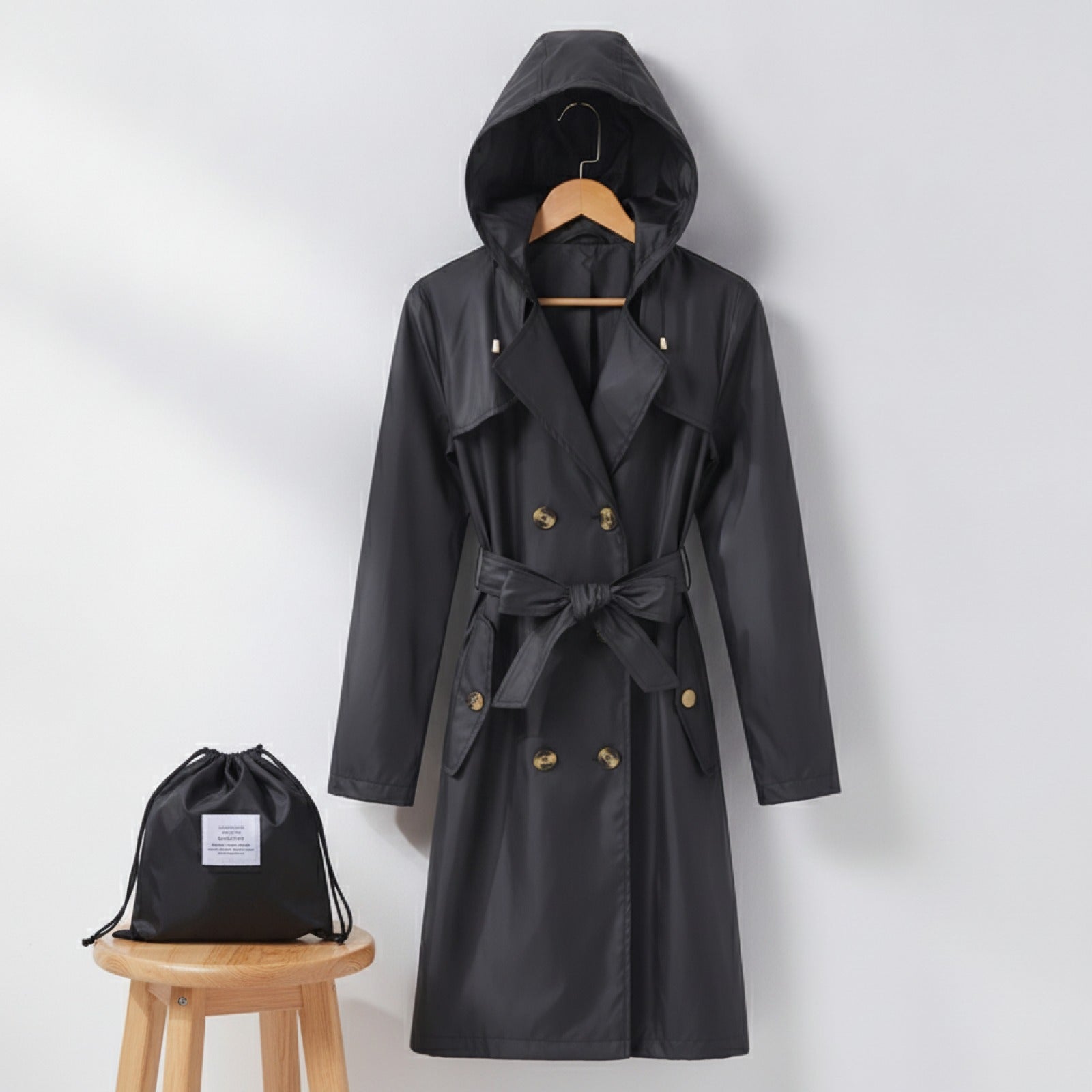 Poncho Imperméable Mince pour Femme, Imperméable Long, Slim, Adultes, Randonnée en Plein Air, Manteau de Pluie Coupe-Vent avec Ceinture, Mode Femme