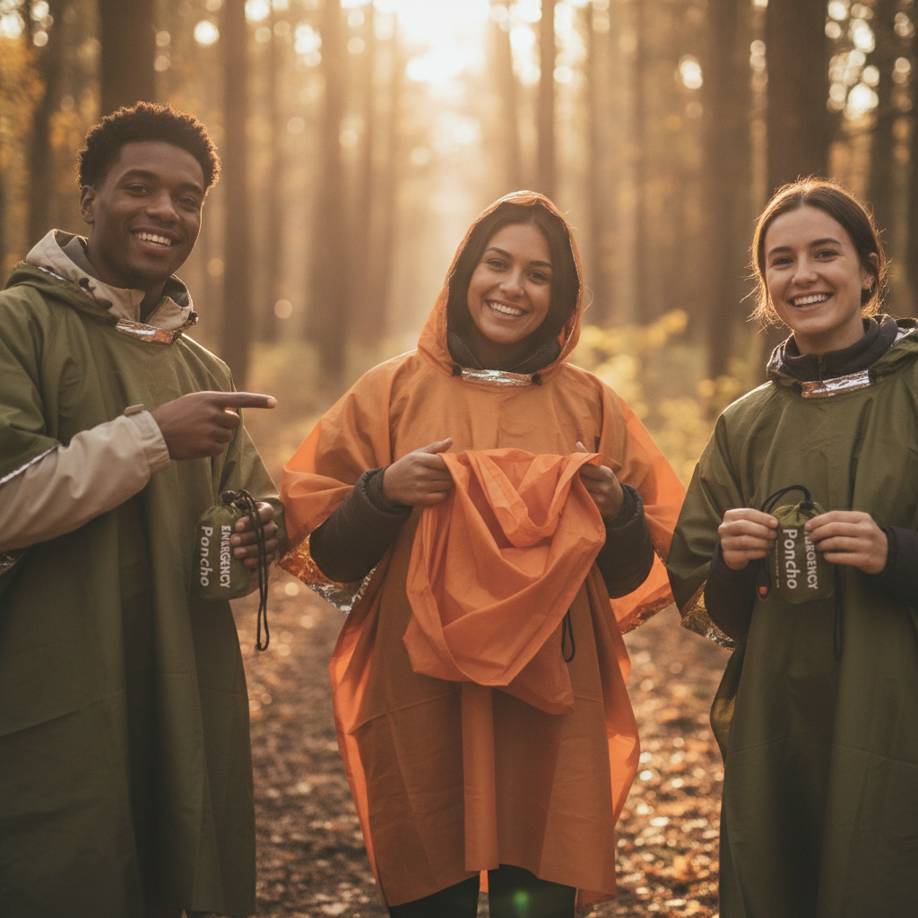 Poncho d'Urgence Haute Visibilité – Imperméable Réfléchissant Coupe-Vent Route