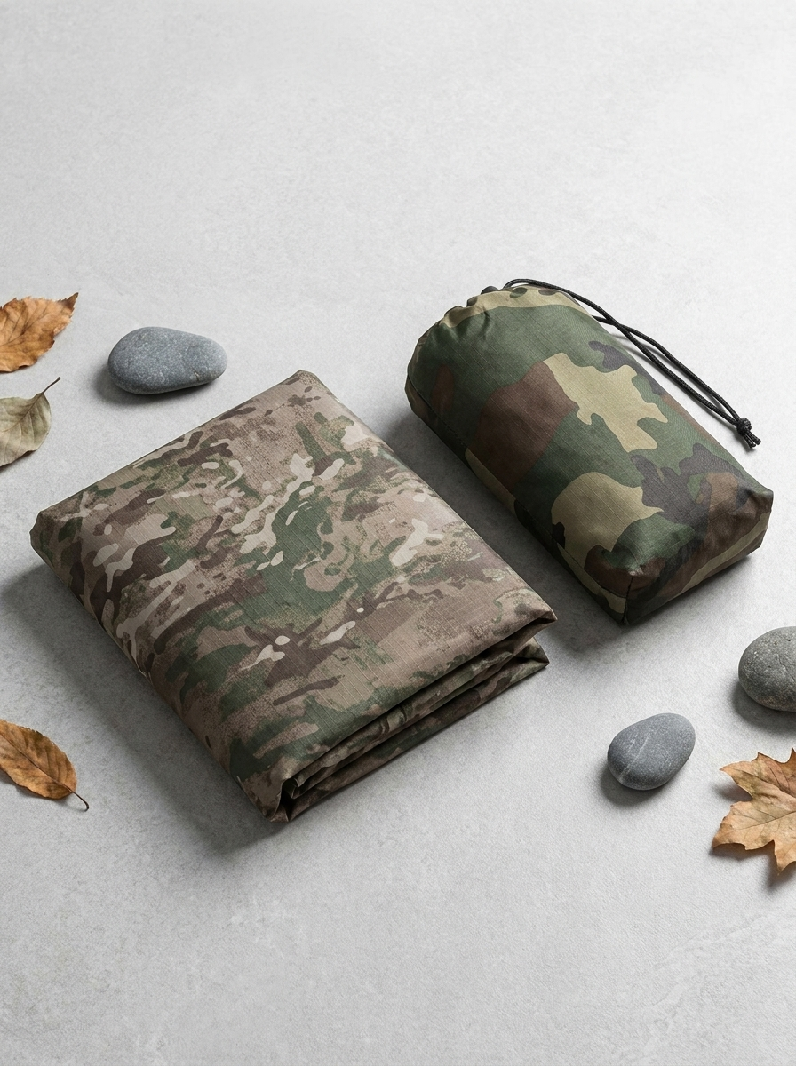 Poncho de Pluie Camouflage à Capuche – Imperméable Zippé Moto & Randonnée