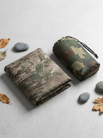 Poncho de Pluie Camouflage à Capuche – Imperméable Zippé Moto & Randonnée