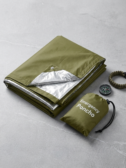 Poncho d'Urgence Haute Visibilité – Imperméable Réfléchissant Coupe-Vent Route