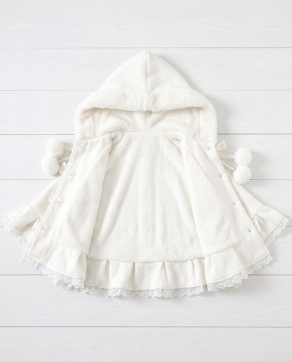 Poncho Cape Femme Peluche Kawaii à Capuche – Cocooning Doux à Oreilles