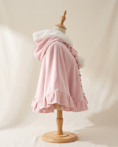 Poncho Cape Femme Peluche Kawaii à Capuche – Cocooning Doux à Oreilles