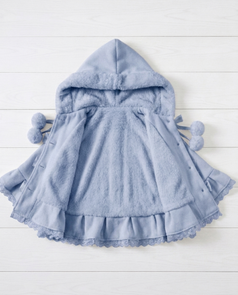 Poncho Cape Femme Peluche Kawaii à Capuche – Cocooning Doux à Oreilles