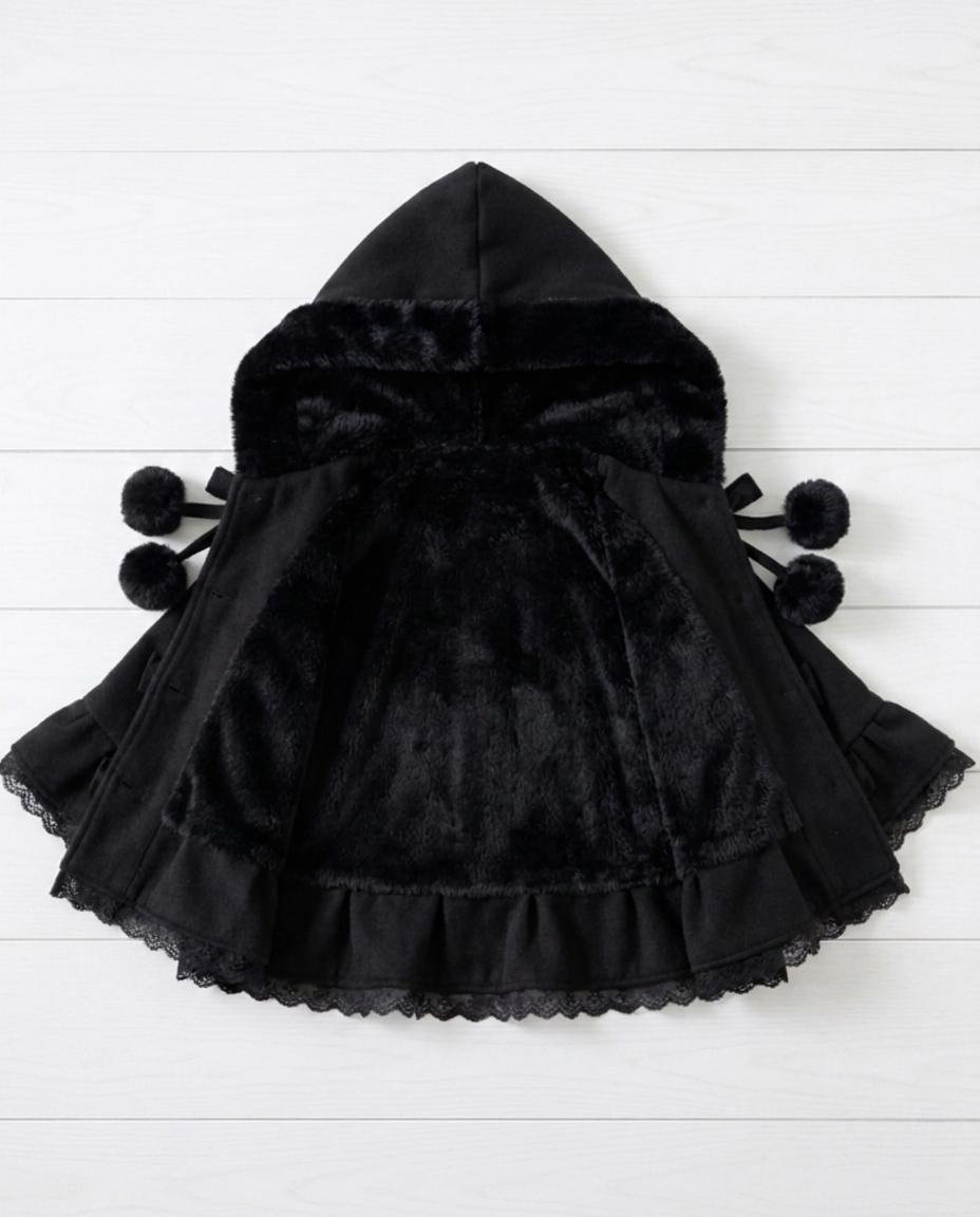 Poncho Cape Femme Peluche Kawaii à Capuche – Cocooning Doux à Oreilles