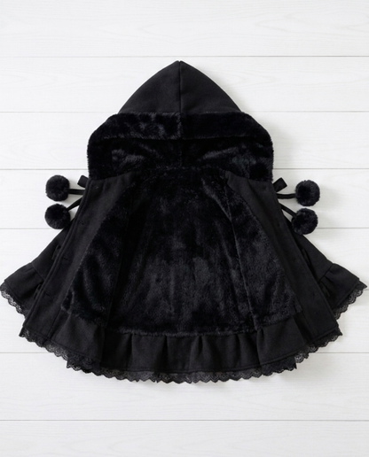 Poncho Cape Femme Peluche Kawaii à Capuche – Cocooning Doux à Oreilles