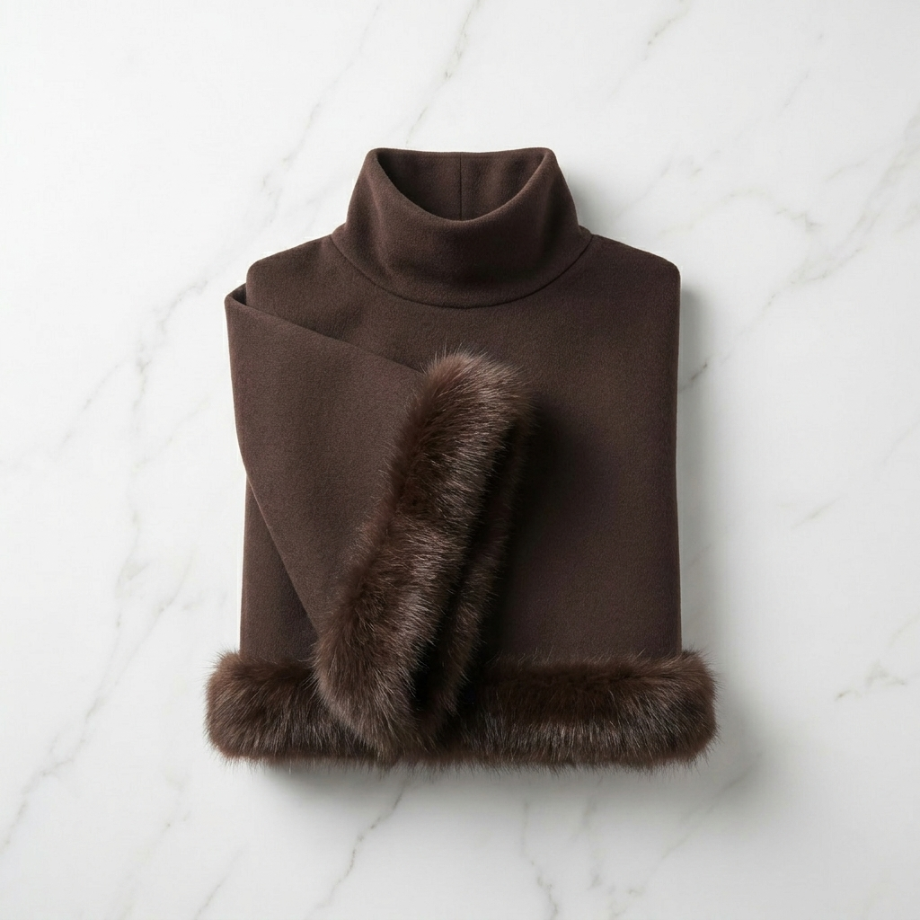 Veste Poncho Femme en Fausse Fourrure – Cape Manteau Tendance Mi-Saison