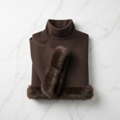 Veste Poncho Femme en Fausse Fourrure – Cape Manteau Tendance Mi-Saison