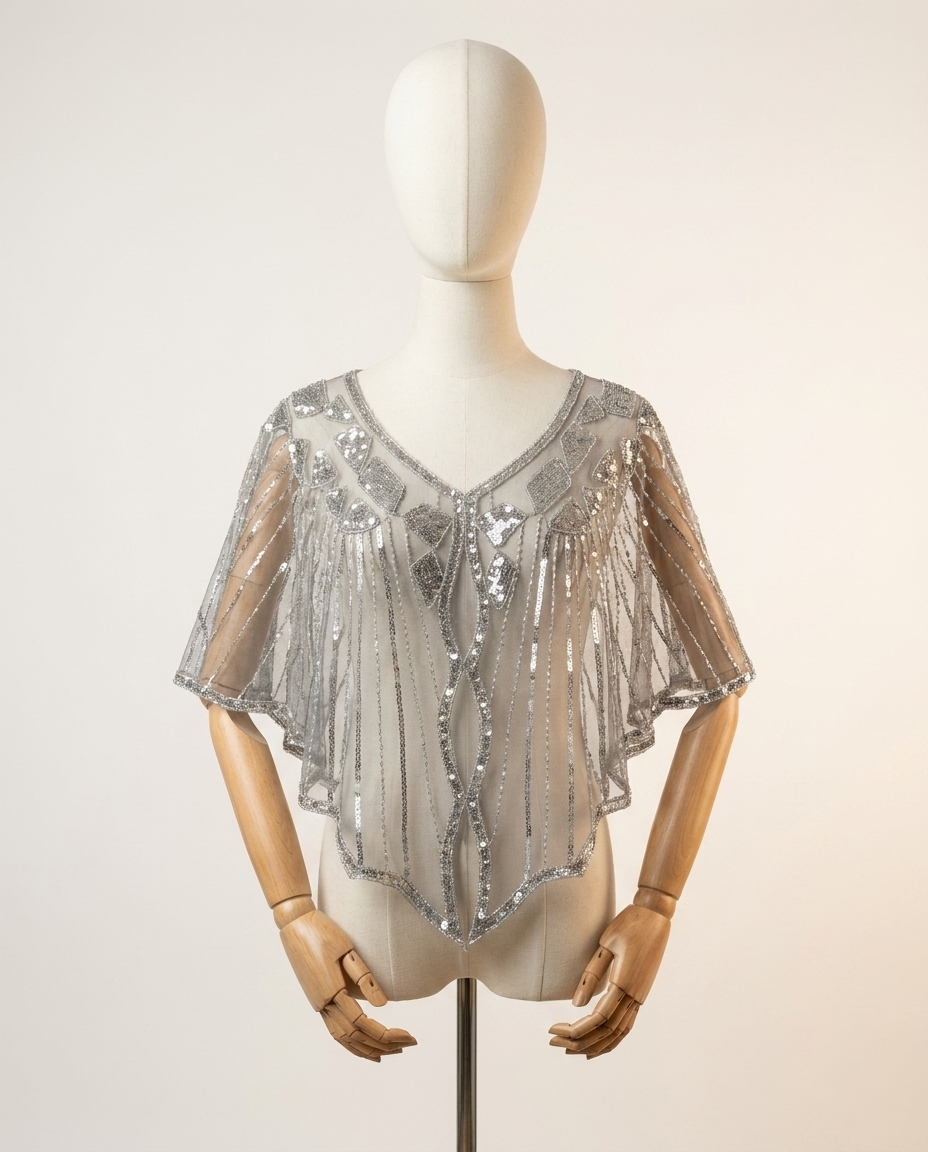 Poncho Cape Femme à Paillettes – Étole de Soirée Élégante Fête