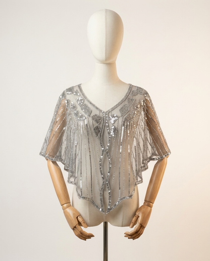 Poncho Cape Femme à Paillettes – Étole de Soirée Élégante Fête