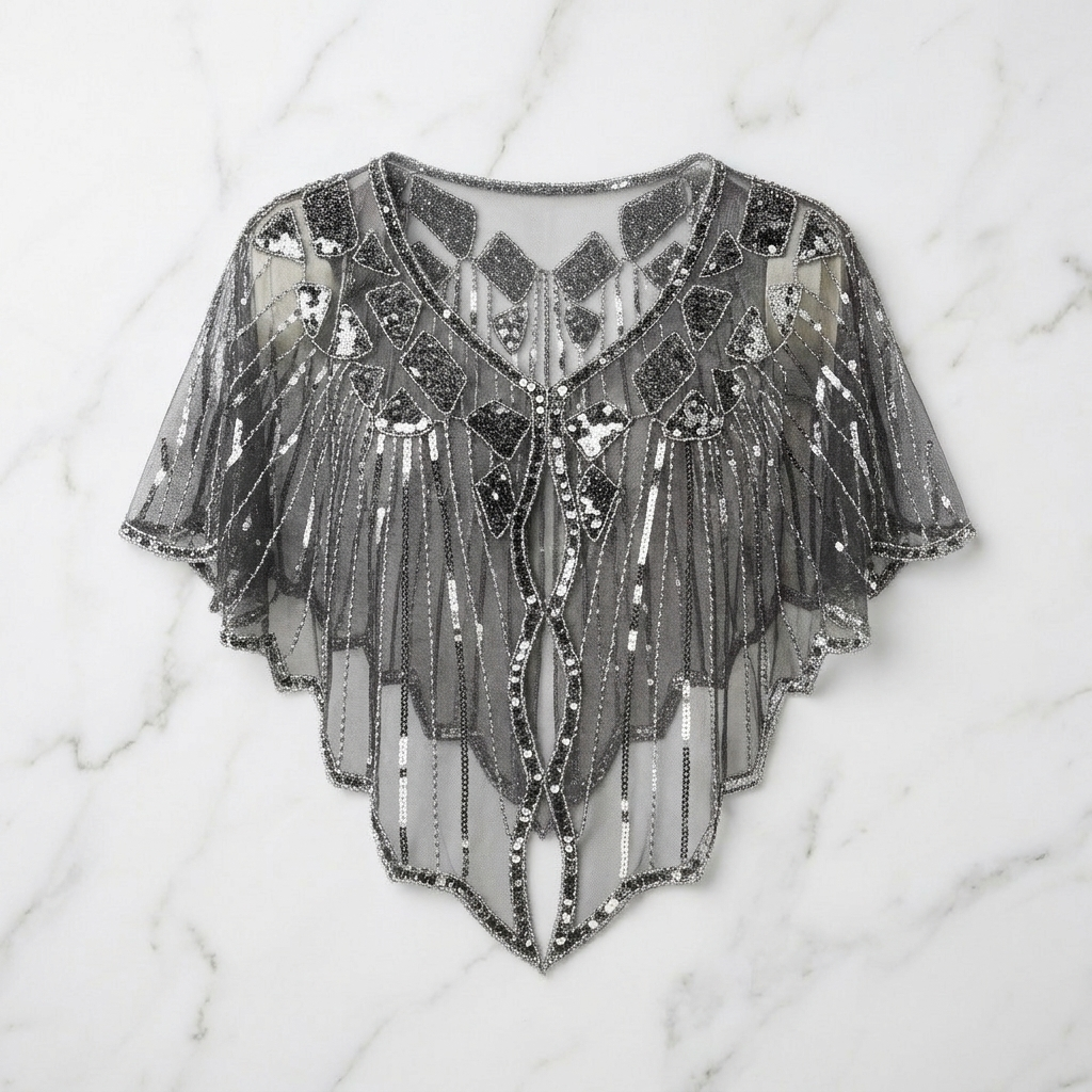 Poncho Cape Femme à Paillettes – Étole de Soirée Élégante Fête