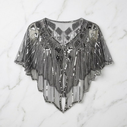 Poncho Cape Femme à Paillettes – Étole de Soirée Élégante Fête