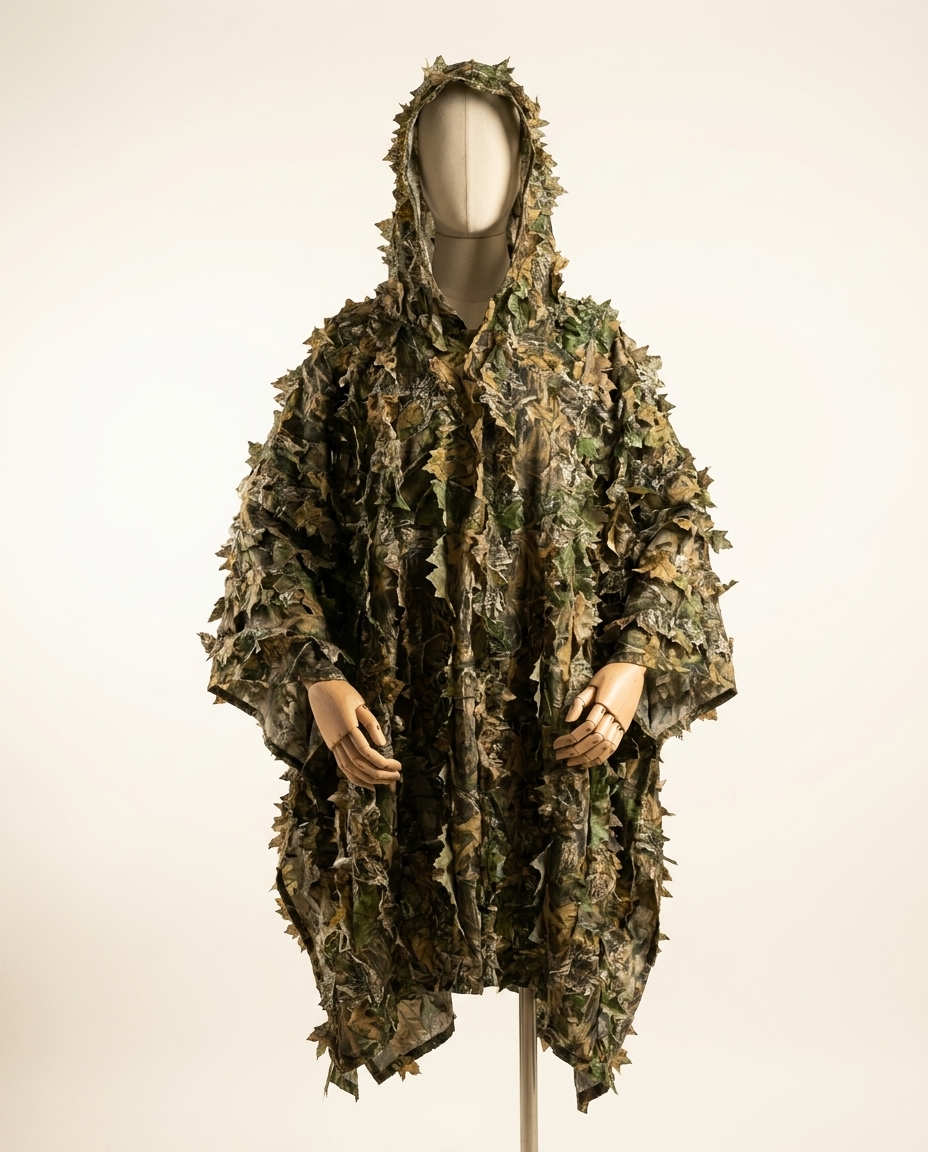 Poncho Camouflage 3D à Capuche – Imperméable Chasse & Observation Nature