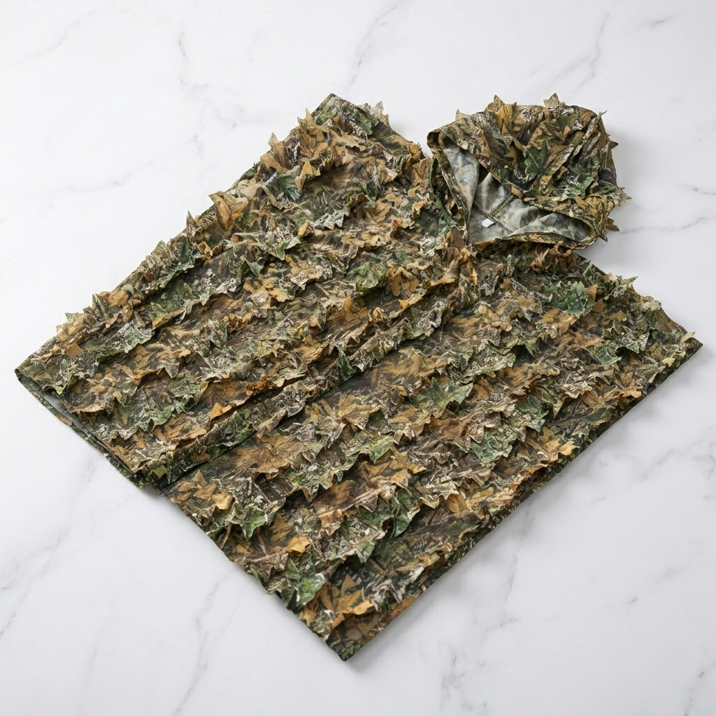 Poncho Camouflage 3D à Capuche – Imperméable Chasse & Observation Nature