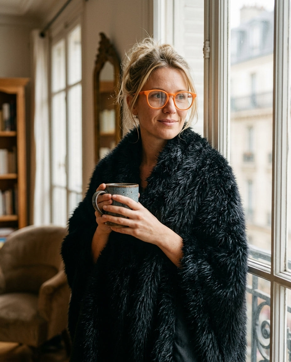 Poncho Femme en Tricot Fourrure – Cape Douce et Chaude Oversize Hiver