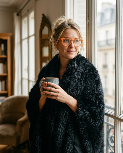 Poncho Femme en Tricot Fourrure – Cape Douce et Chaude Oversize Hiver