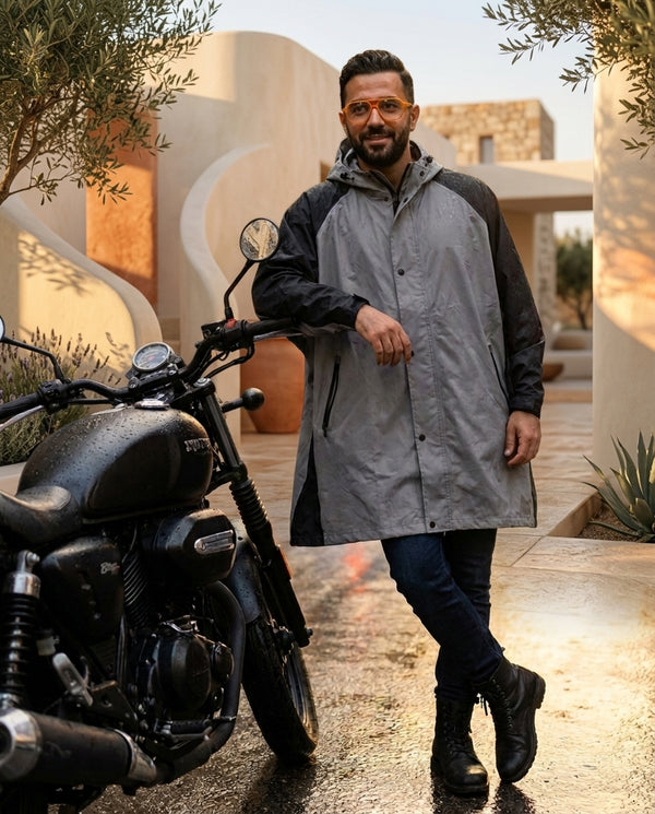 Poncho Imperméable Moto à Capuche – Coupe-Vent Bandes Réfléchissantes