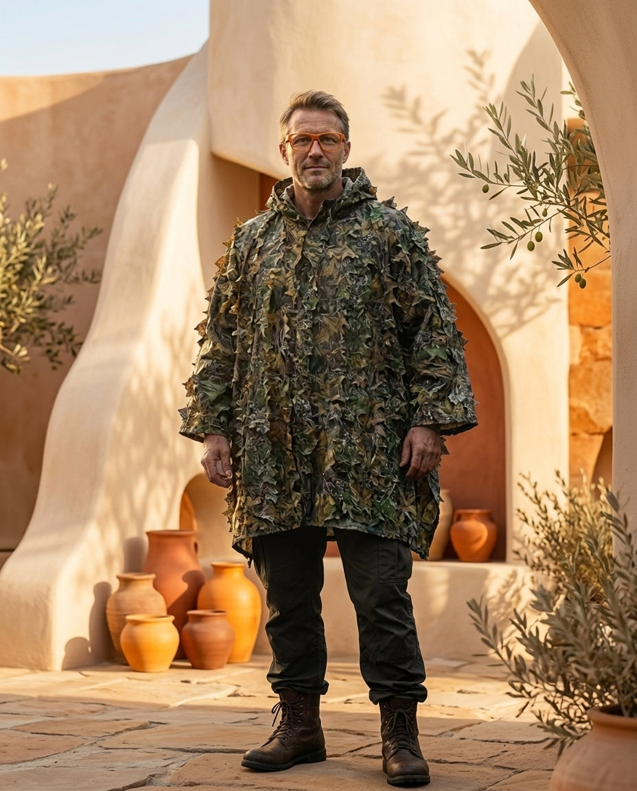 Poncho Camouflage 3D à Capuche – Imperméable Chasse & Observation Nature