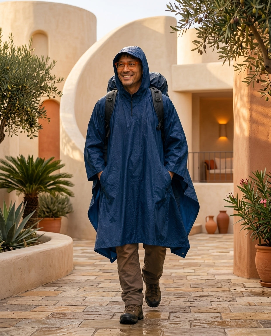 Poncho Imperméable 3-en-1 Homme à Capuche – Coupe-Vent, Grande Taille