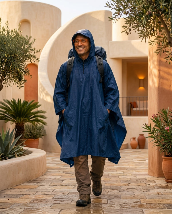 Poncho Imperméable 3-en-1 Homme à Capuche – Coupe-Vent, Grande Taille