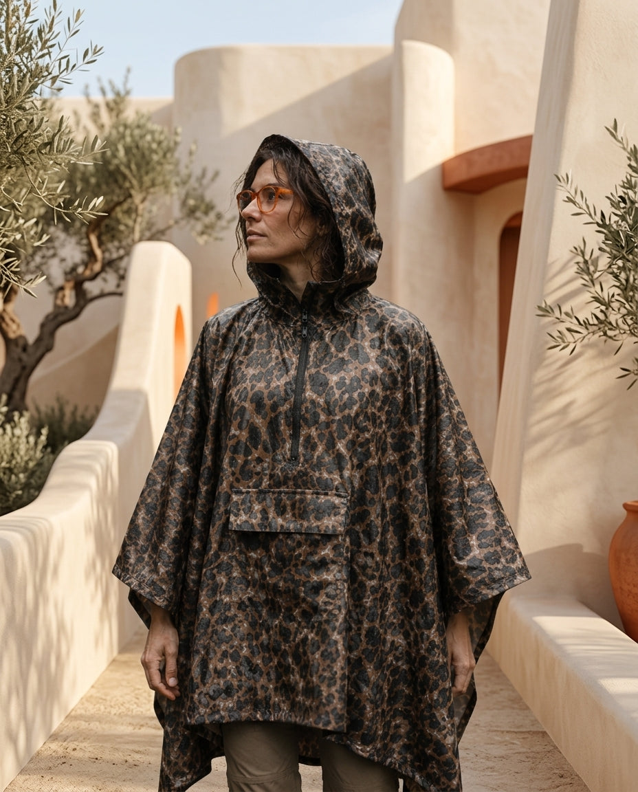 Poncho de Pluie Femme Léopard Grande Taille – Imperméable Léger à Capuche