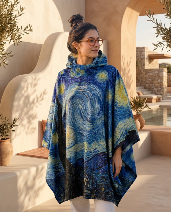 Poncho de Pluie Nuit Étoilée – Imperméable à Capuche Randonnée