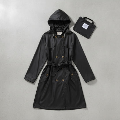Poncho Imperméable Mince pour Femme, Imperméable Long, Slim, Adultes, Randonnée en Plein Air, Manteau de Pluie Coupe-Vent avec Ceinture, Mode Femme
